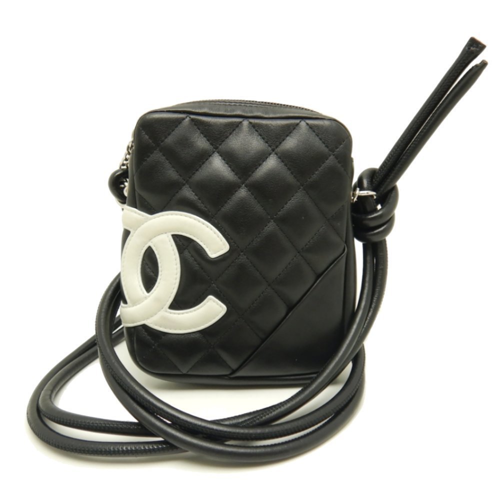 Chanel Small Shoulder Bag Cambon Line Crossbody Calf Black x White
